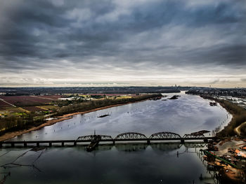 High angle view of river against sky