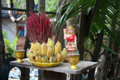 Close-up of figurine on table