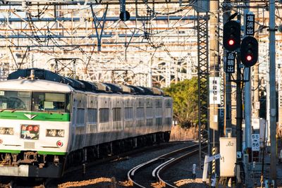 Train on railroad tracks