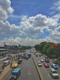 High angle view of traffic on road