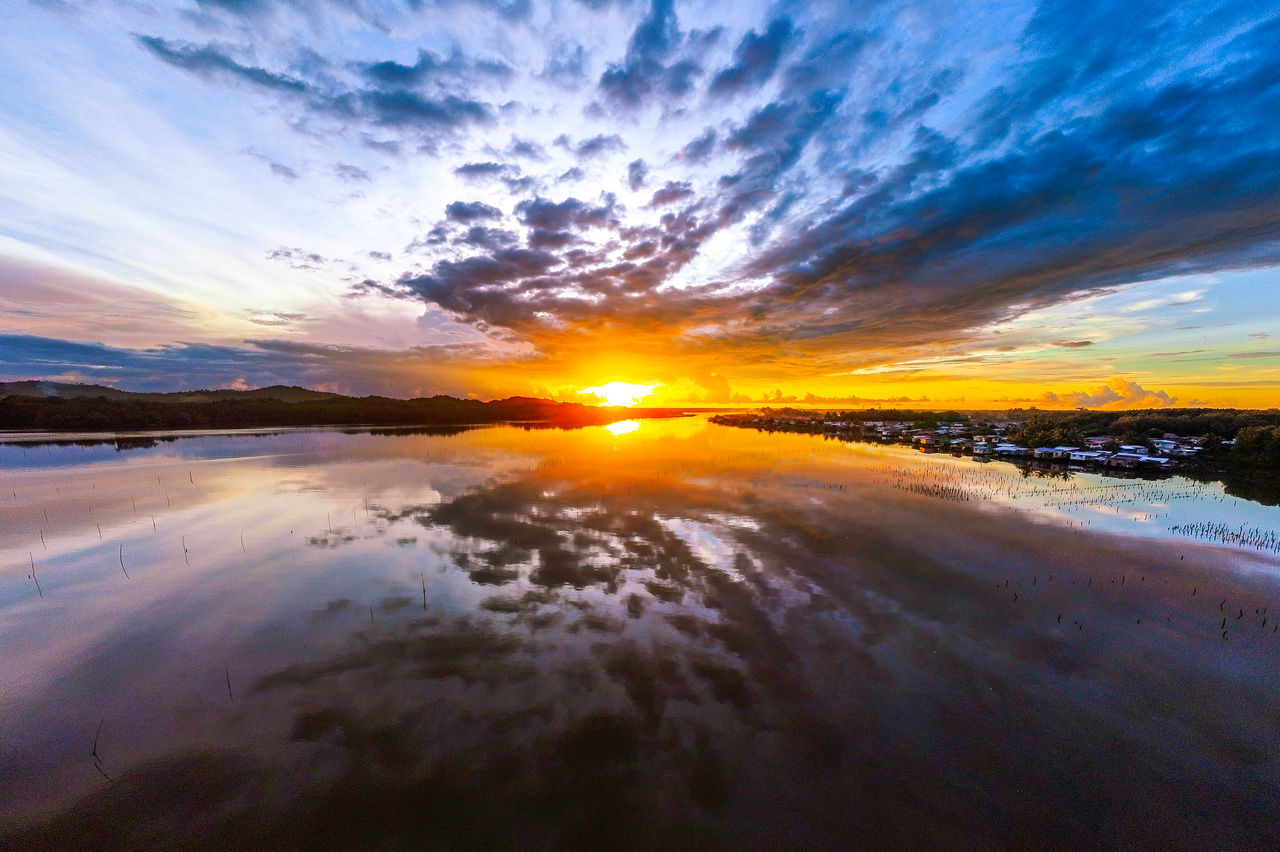 SCENIC VIEW OF SUNSET OVER SEA