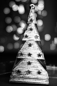 Close-up of christmas decoration on table