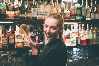 Portrait of woman in bar 
