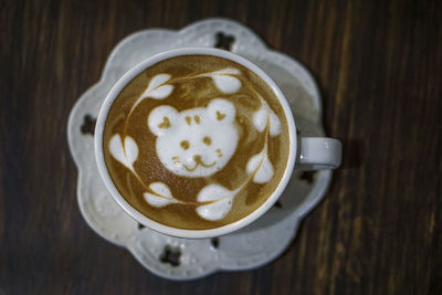 High angle view of coffee on table