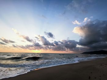 Scenic view of sea against sky during sunset