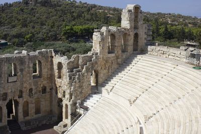 High angle view of old ruins in city