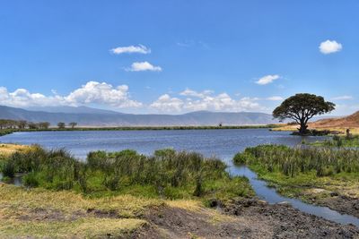 Scenic view of lake against sky