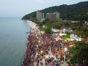 High angle view of beach against sky