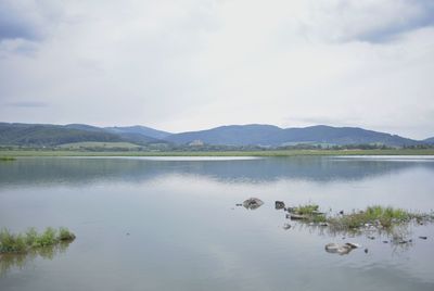 Scenic view of lake against sky