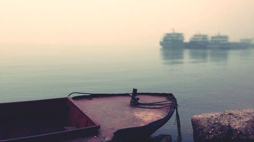 Scenic view of sea during foggy weather