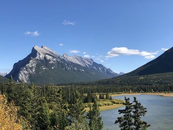 Scenic view of landscape and mountains against sky