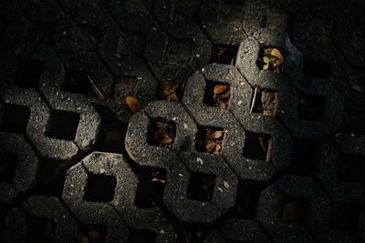 High angle view of text on street