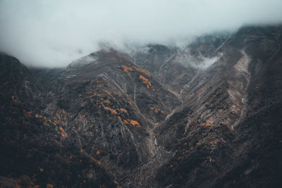 Smoke emitting from volcanic mountain