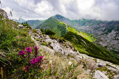 Scenic view of mountains against sky