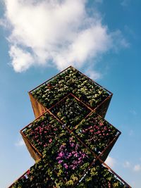 Low angle view of built structure against blue sky