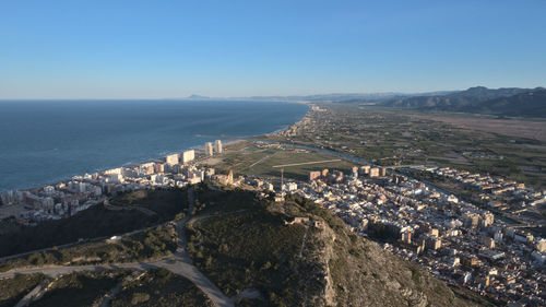 Aerial view of cityscape against sky