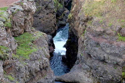 River flowing through rocks in forest