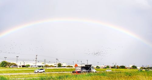 Scenic view of rainbow against sky