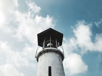 Low angle view of water tower against sky