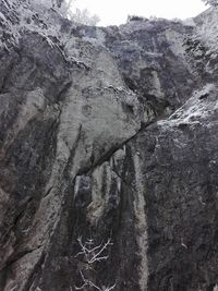 Close-up of rock against sky