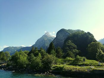 Scenic view of mountains against clear sky