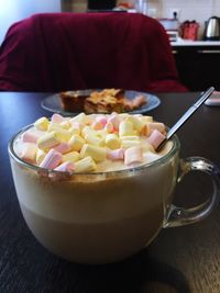 Close-up of hot chocolate on table