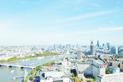 High angle view of buildings in city