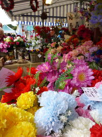Close-up of colorful flowers for sale
