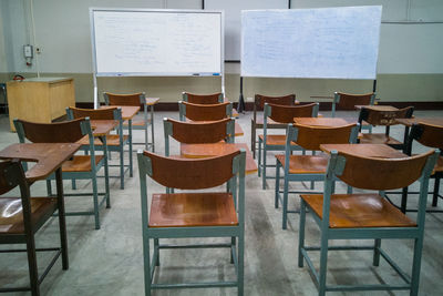 Empty chairs at classroom