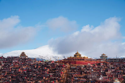 View of buildings against cloudy sky