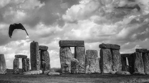 Low angle view of old ruins against sky