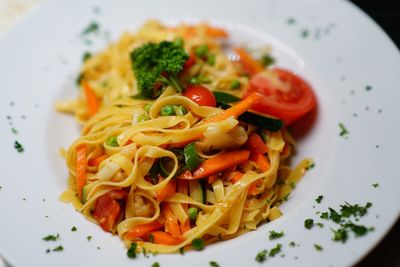 Close-up of salad served in plate