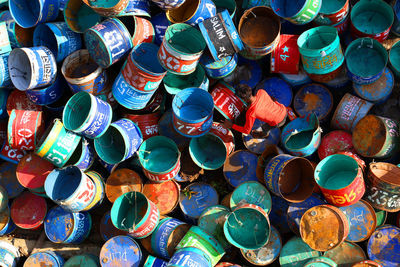 Full frame shot of colorful containers