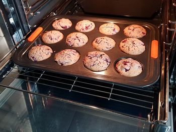 High angle view of dessert in kitchen