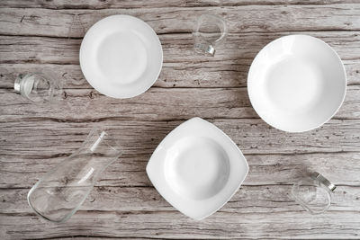 Directly above shot of empty coffee cup on table