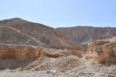 View of mountain range against clear sky