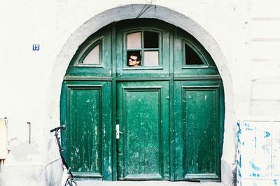 Closed door of building