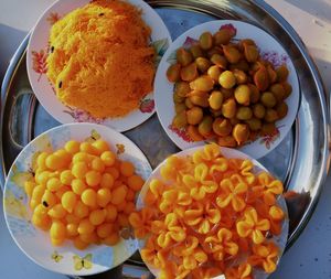 High angle view of food in plate