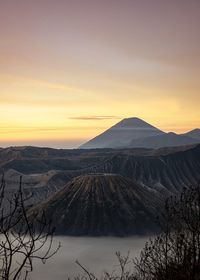 Scenic view of mountains during sunset