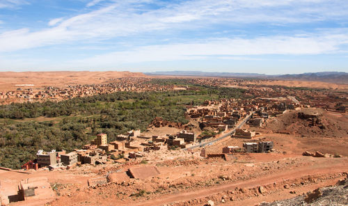 Panoramic view of the river dades bank in boumalne dades, morocco