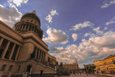Low angle view of historic building against sky