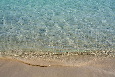 High angle view of surf on beach