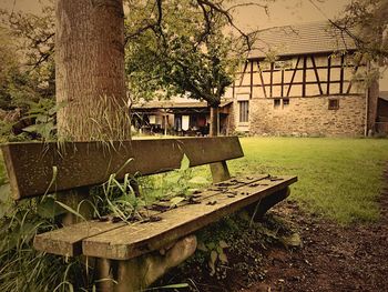 Empty bench in park