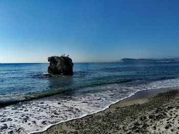 Scenic view of sea against clear sky