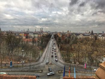 High angle view of cityscape against sky