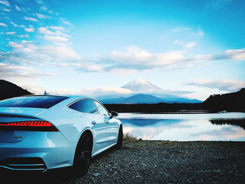 Scenic view of lake against sky