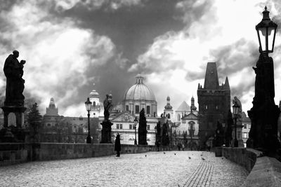 Early morning view of the charles bridge in prague