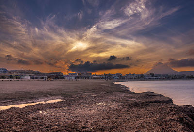 Dusk over the arenal beach creating magnificent colours in the sky