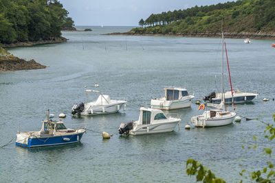 Boats sailing in sea
