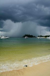 Scenic view of sea against cloudy sky